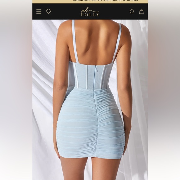 Corset Ruche Mesh Bandage Mini Dress - Picture 5 of 6